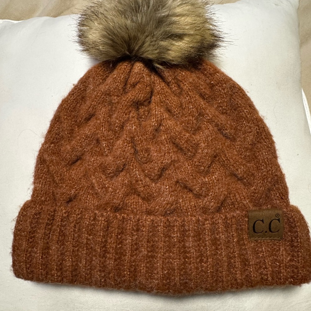 C.C Cozy Knit Beanie in Warm Brown